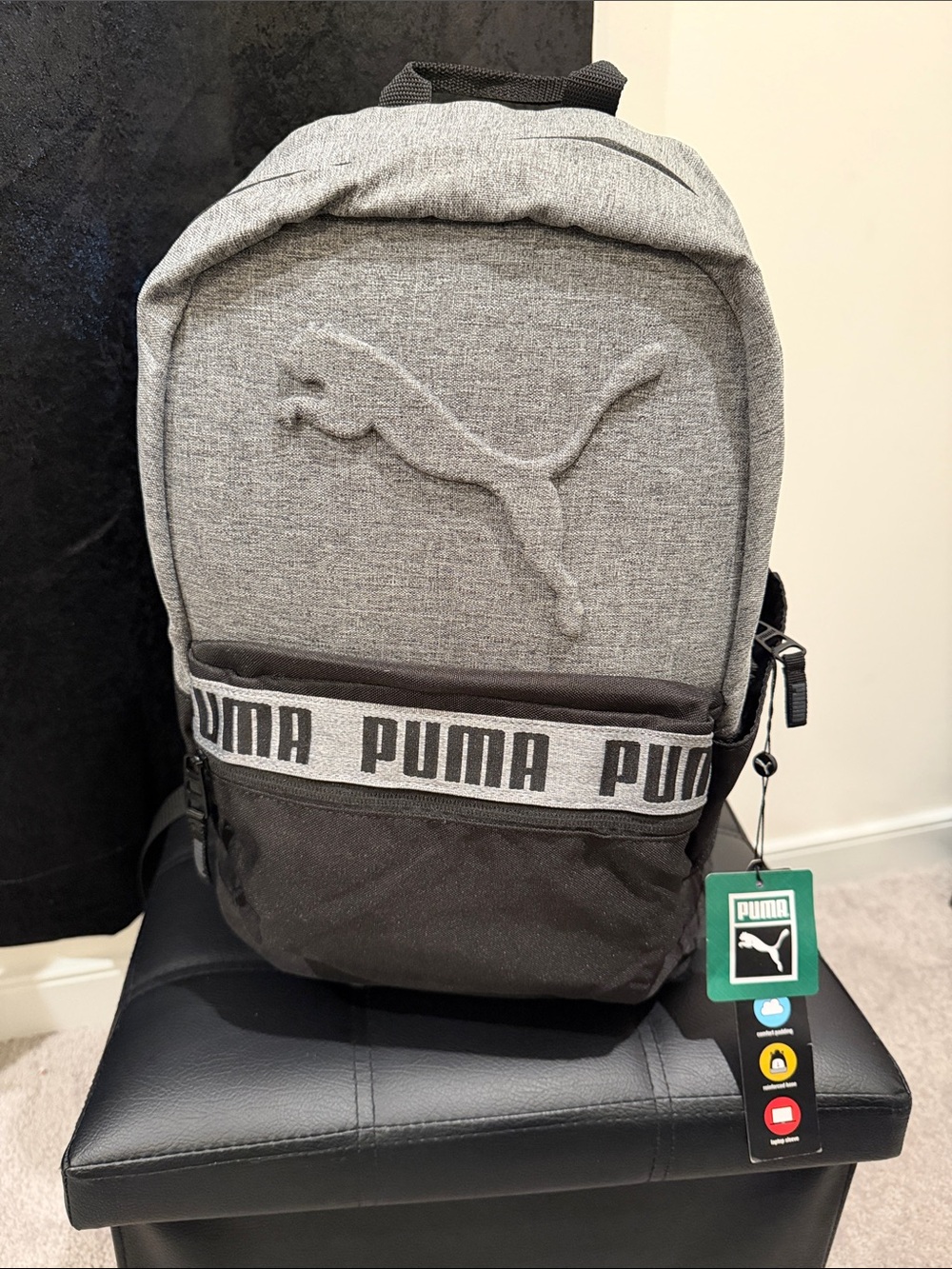 Puma Gray Two-Tone Logo Backpack